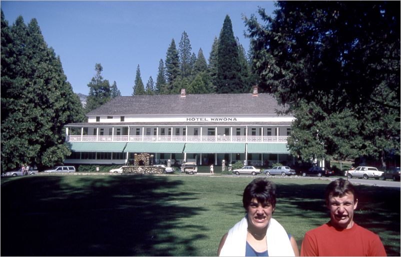 Silly faces at the Wawona Hotel